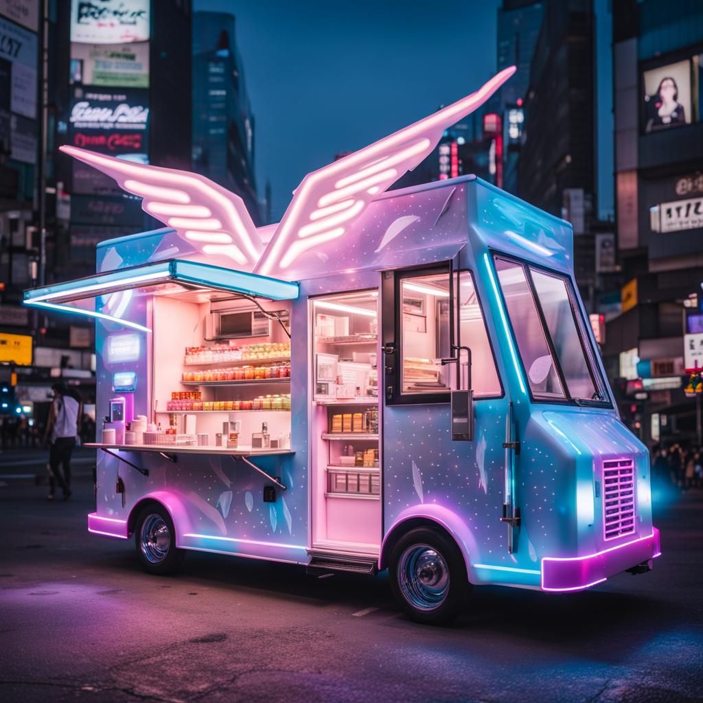 Futuristic Ice Cream Truck Flies Through Tokyo