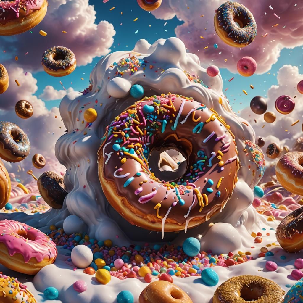 Giant Donut in Sugar Cloud: Fantastical Matte Painting