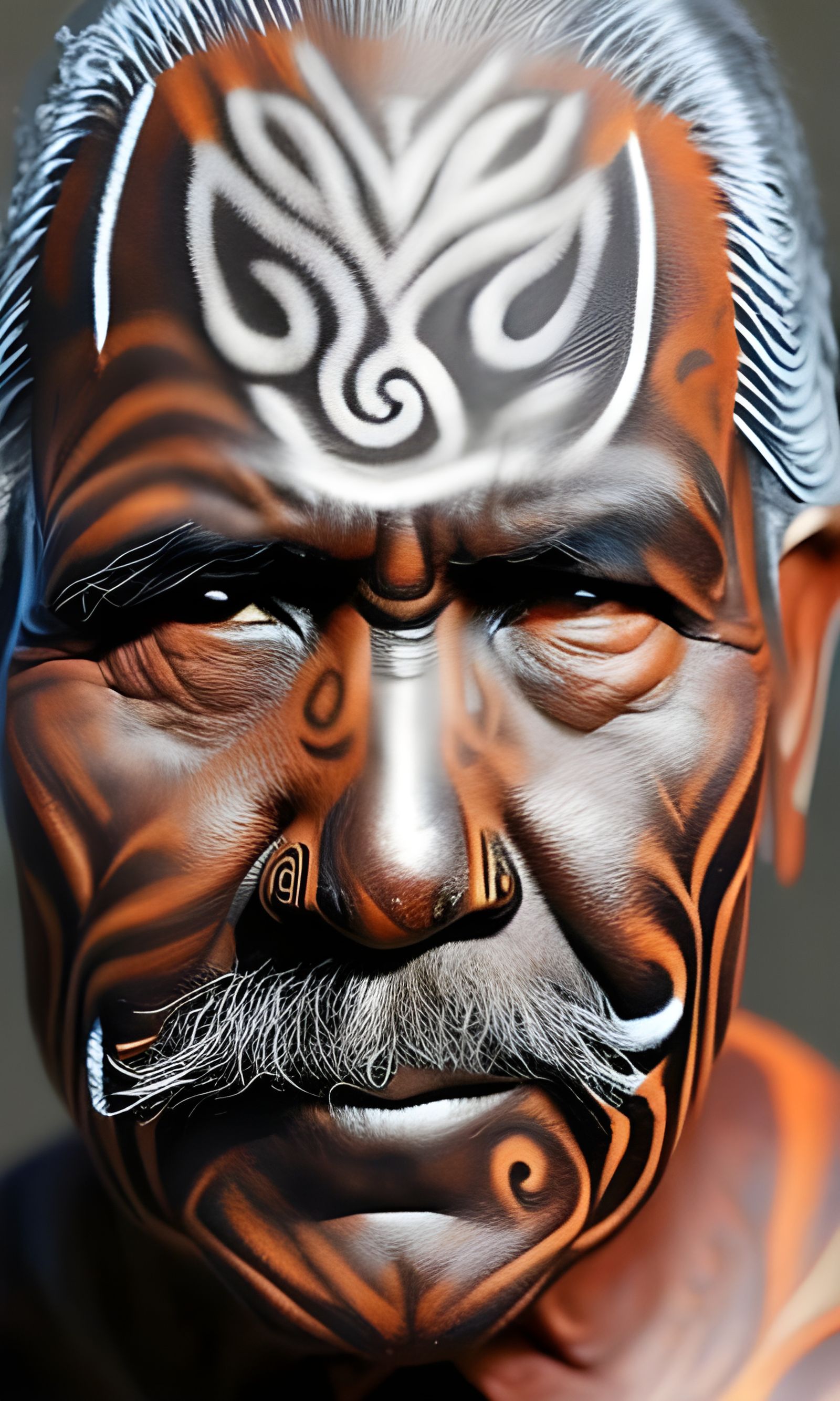 Aboriginal Elder Portrait with Chalk Face Paint