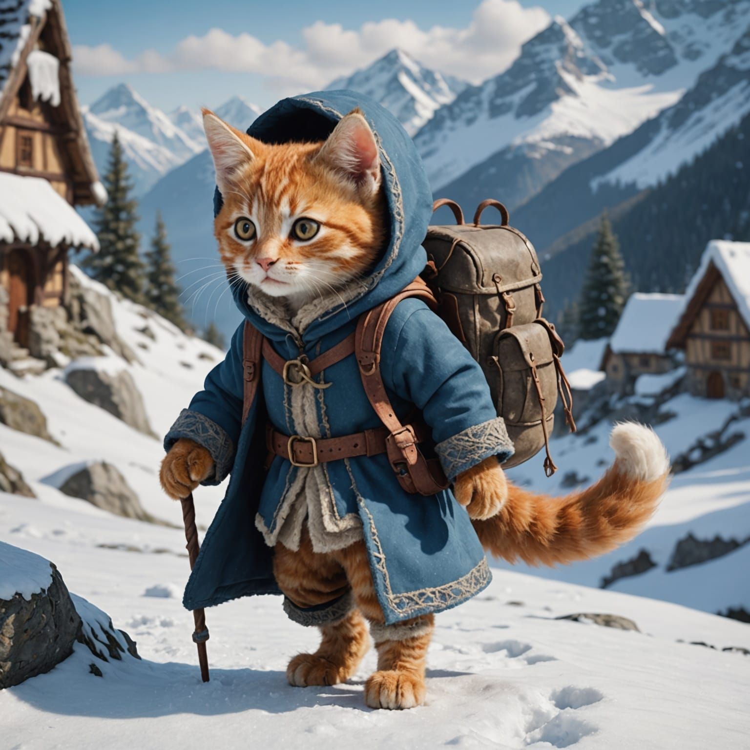 Ginger Tabby Kitten's Winter Journey
