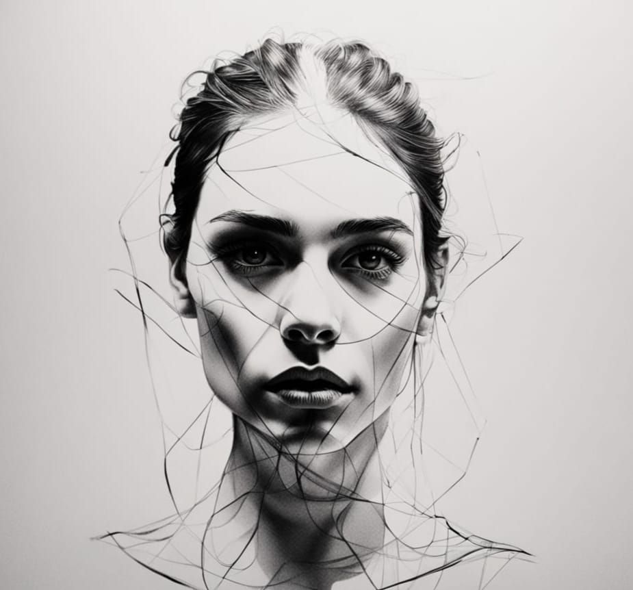 Minimalist Emo Girl Portrait in Powder Crayon Style