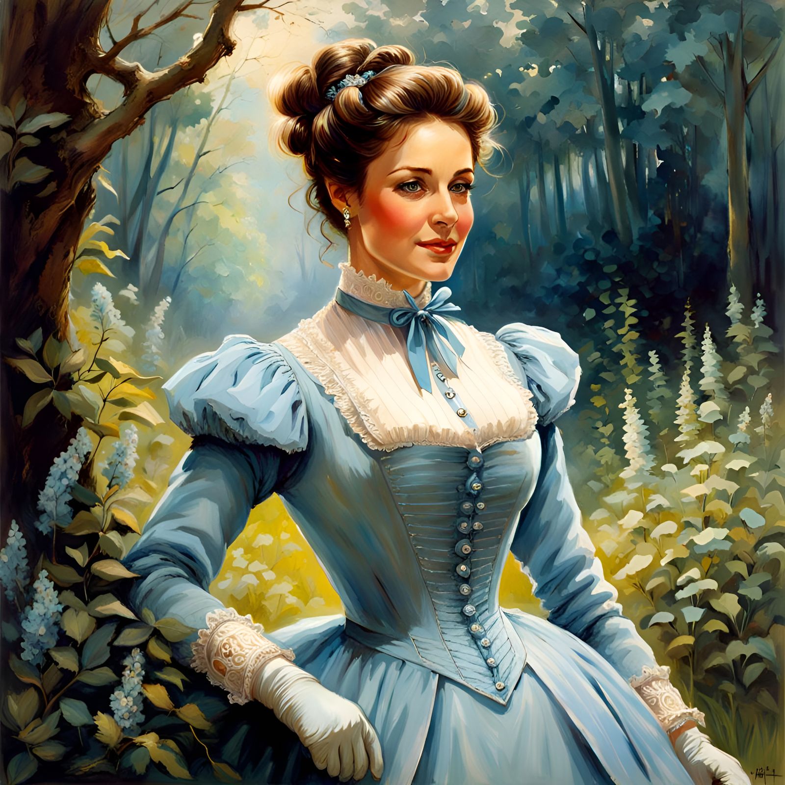 Victorian Lady in Mystic Garden Portrait
