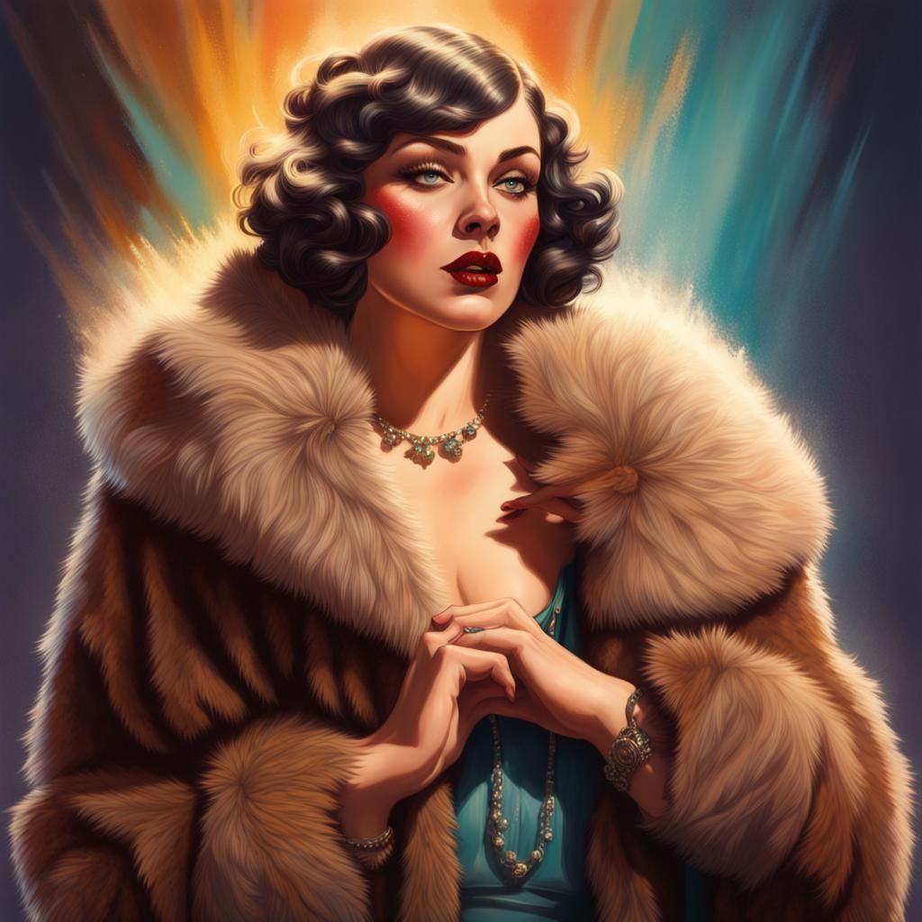 1920s Pinup Woman Casting a Spell in Splash Art