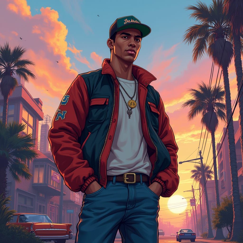 Carl Johnson in San Andreas: Cell-Shaded Illustration