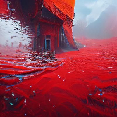 Detailed Matte Painting in Deep Red