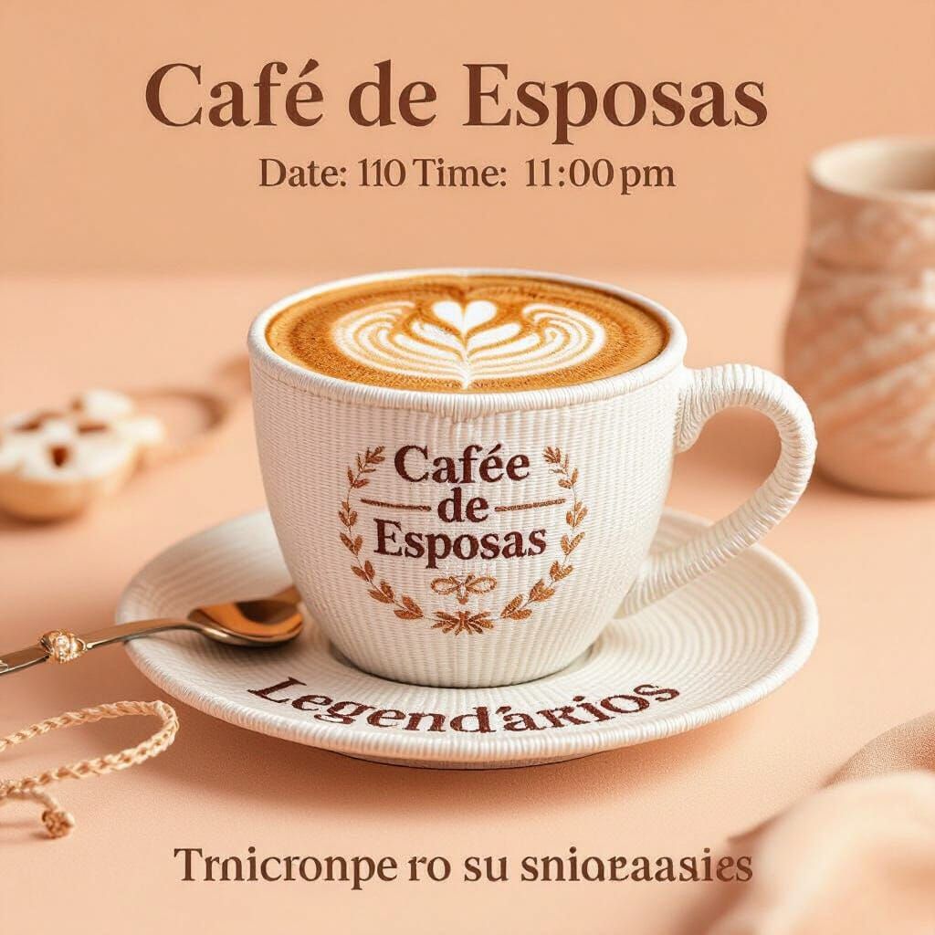 Elegant Embroidered "Café de Esposas" Event Post