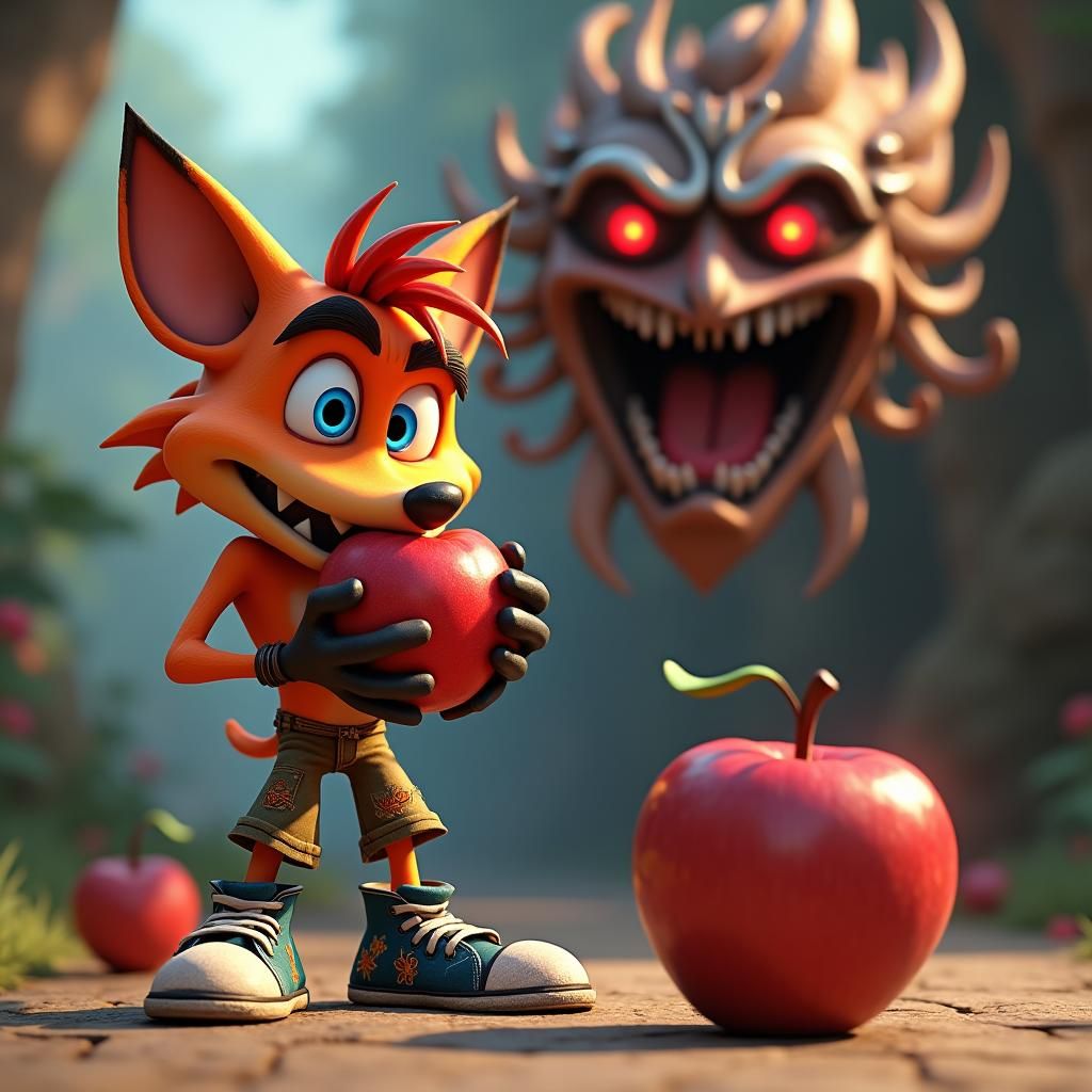 Crash Bandicoot's Apple Snack: 3D Anime Style