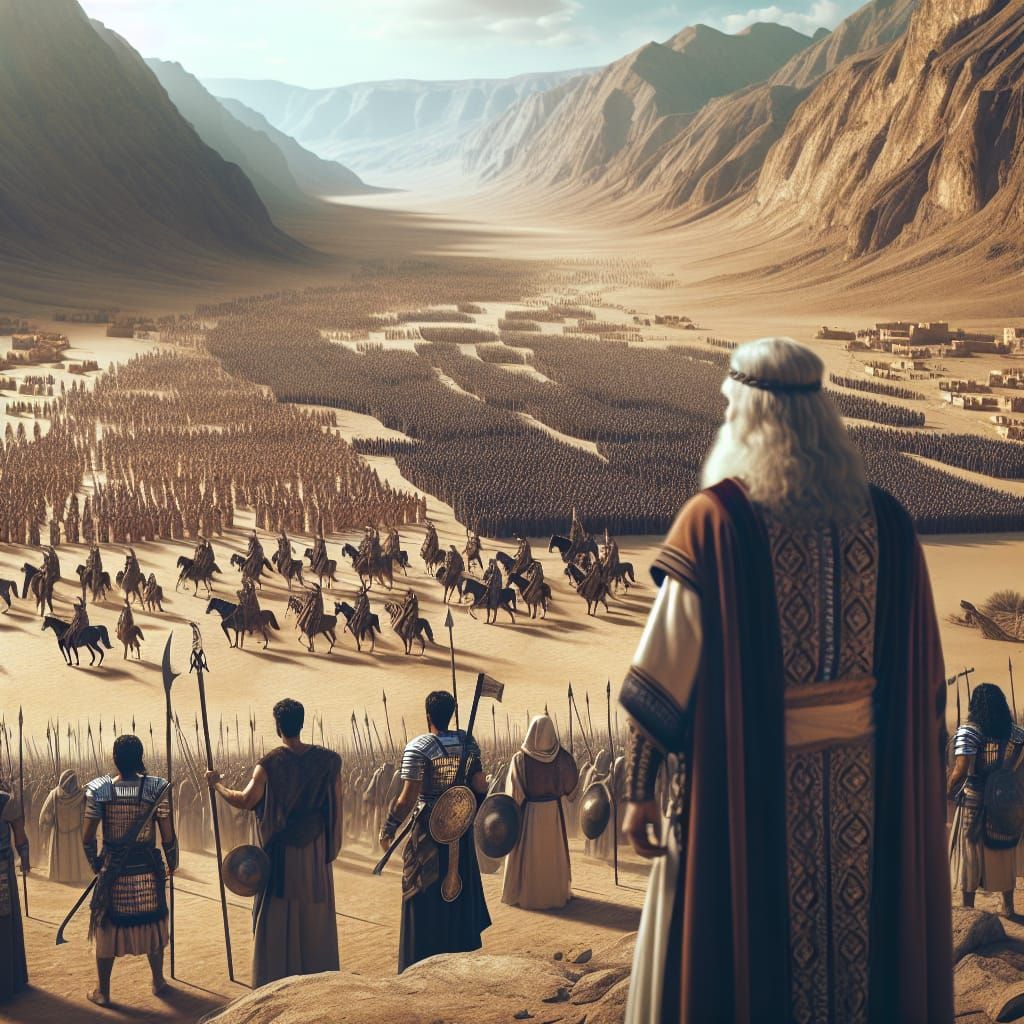 Prophet Overlooking a Diverse Ancient Army