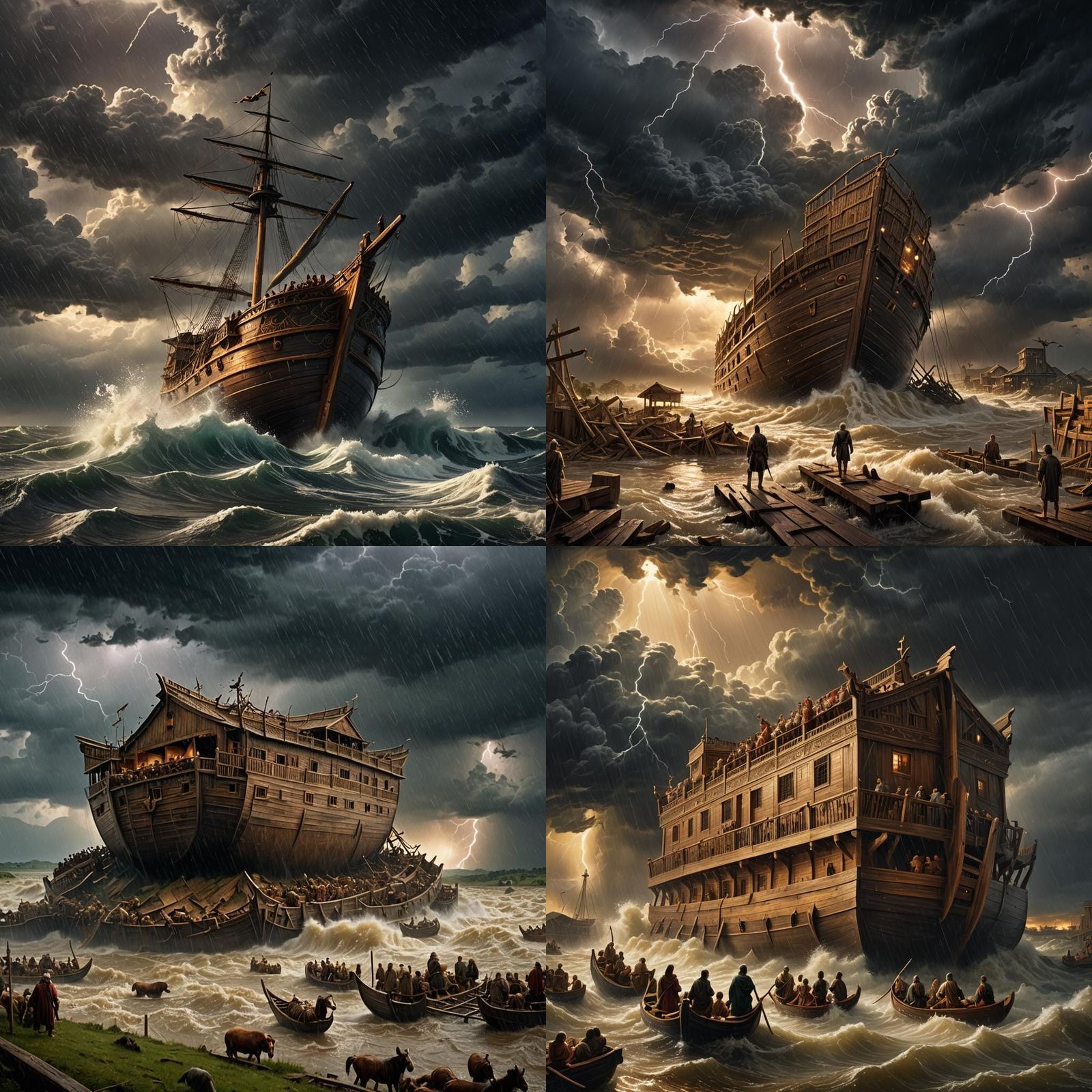 Noah's Ark Amidst the Great Flood