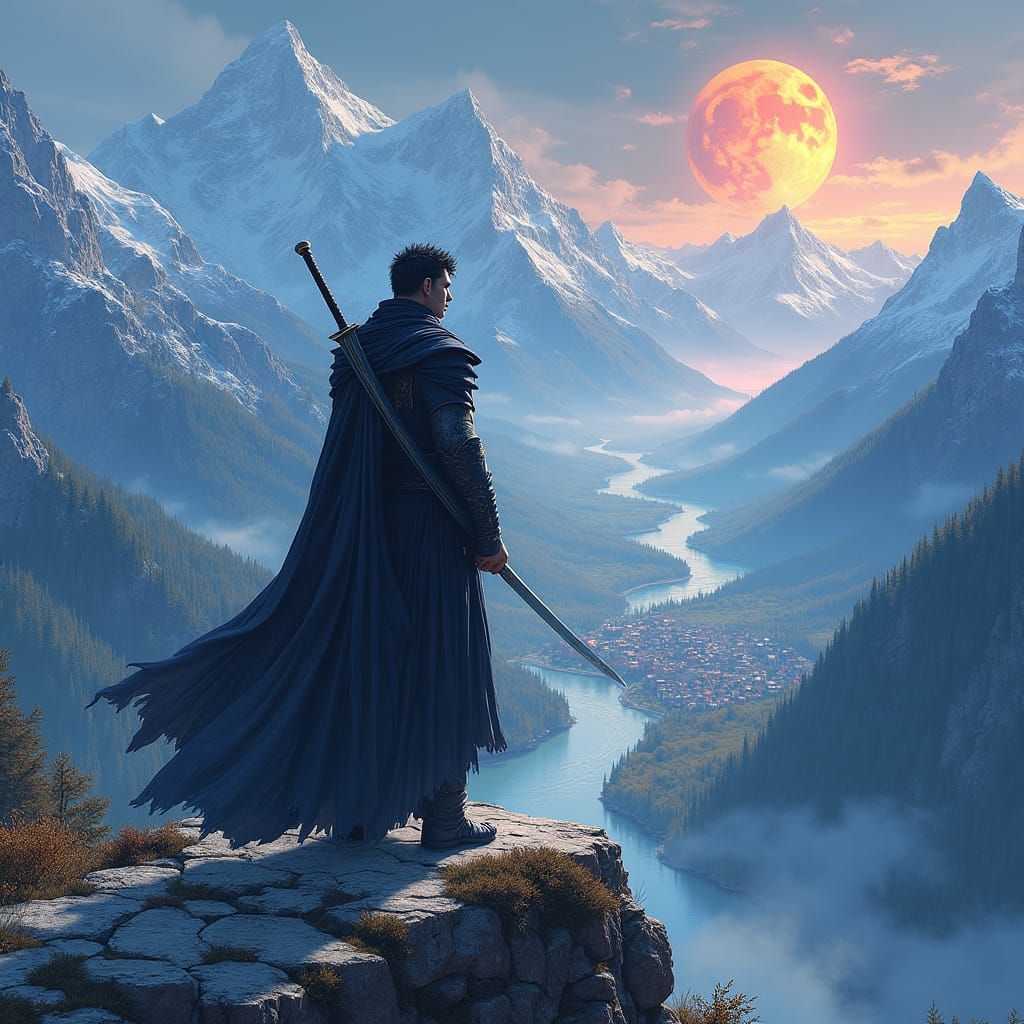 Guts Gazing at a Cosmic Vista in Visionary Style