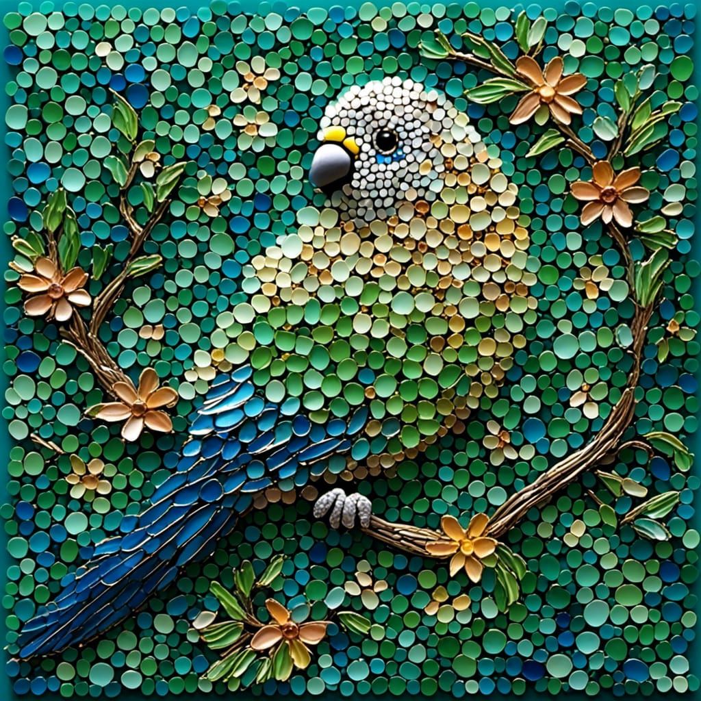 Abstract 3D Budgerigar in Flight