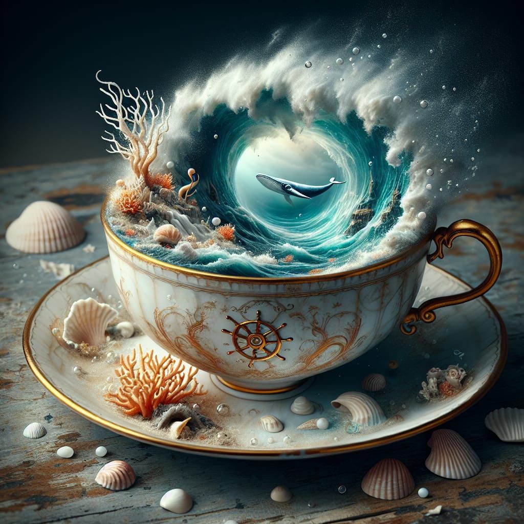Underwater Fantasy in Antique Teacup