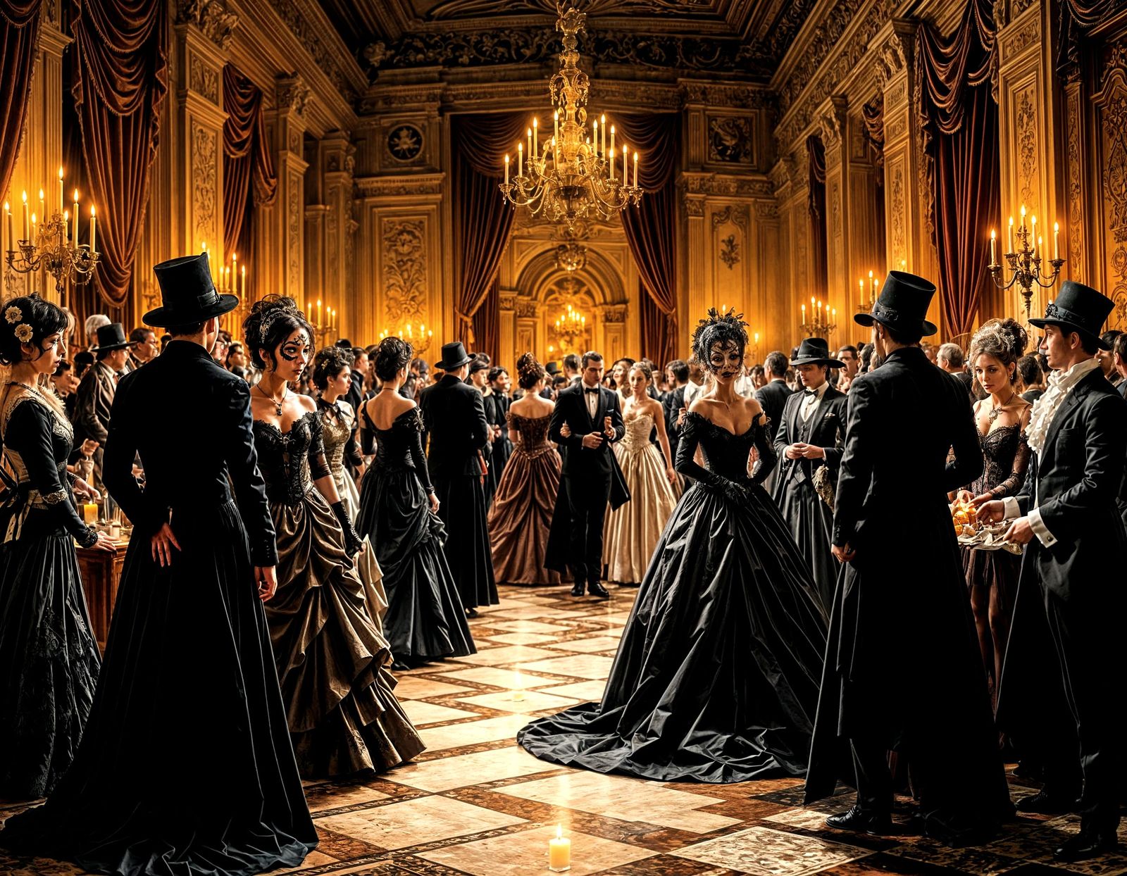 Halloween Masquerade Ballroom with Gothic Elegance
