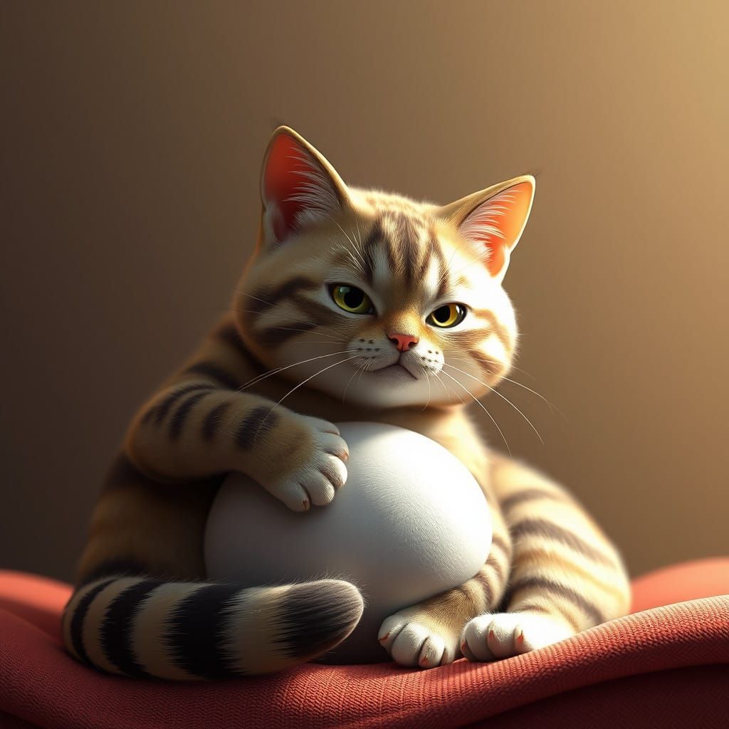 Pregnant Cat in Anime-Inspired 3D Art