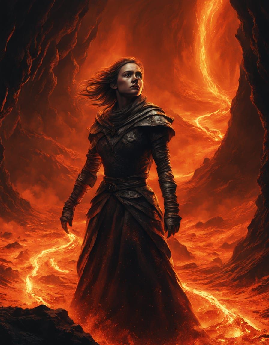 Dark Fantasy Dwarf Warrior Commands Magma Vortex