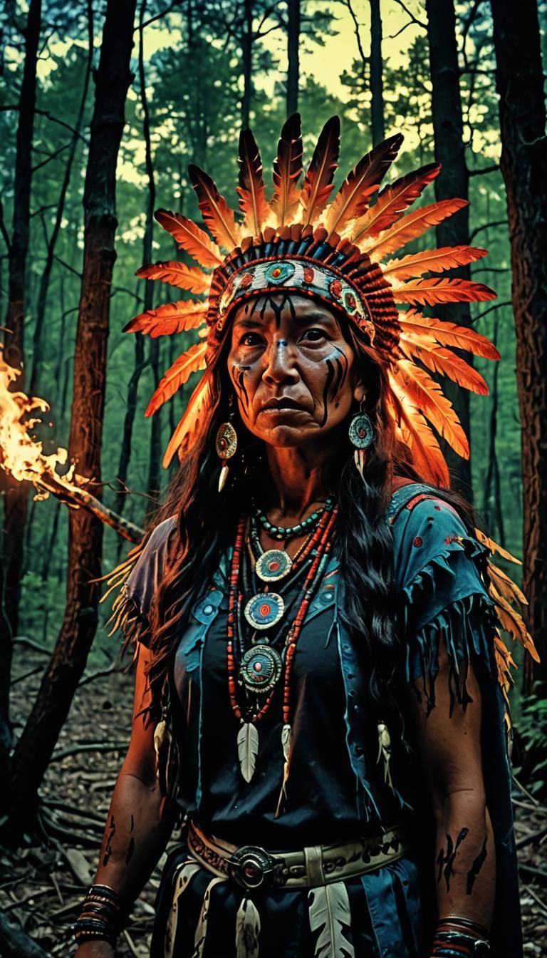 Native American Evil Spirit in the woods