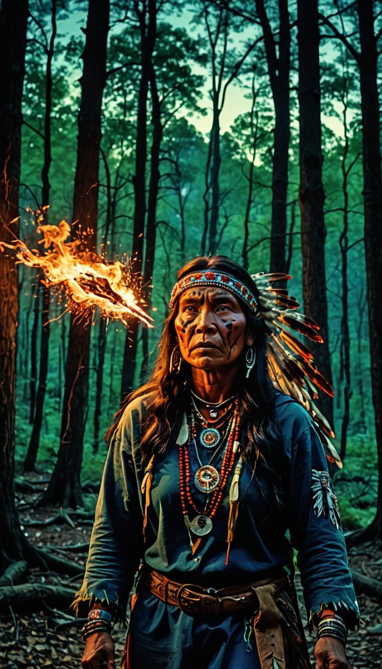 Native American Evil Spirit in the woods