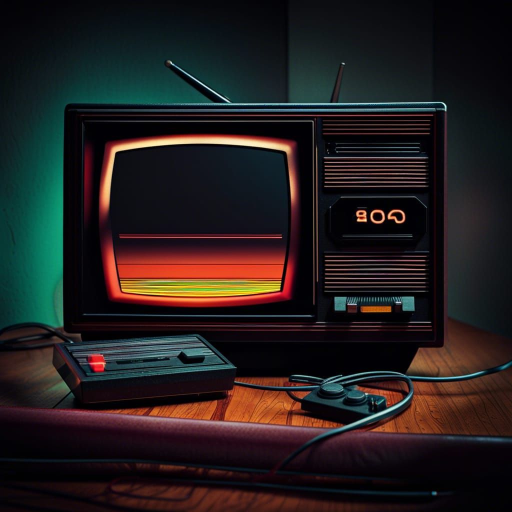Atari 2600 on Retro TV in 80s Style