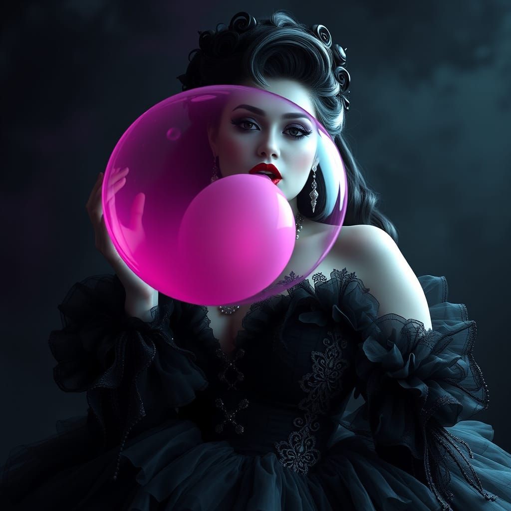 Seductive Goth Pinup in Victorian Splendor with Shimmering B...