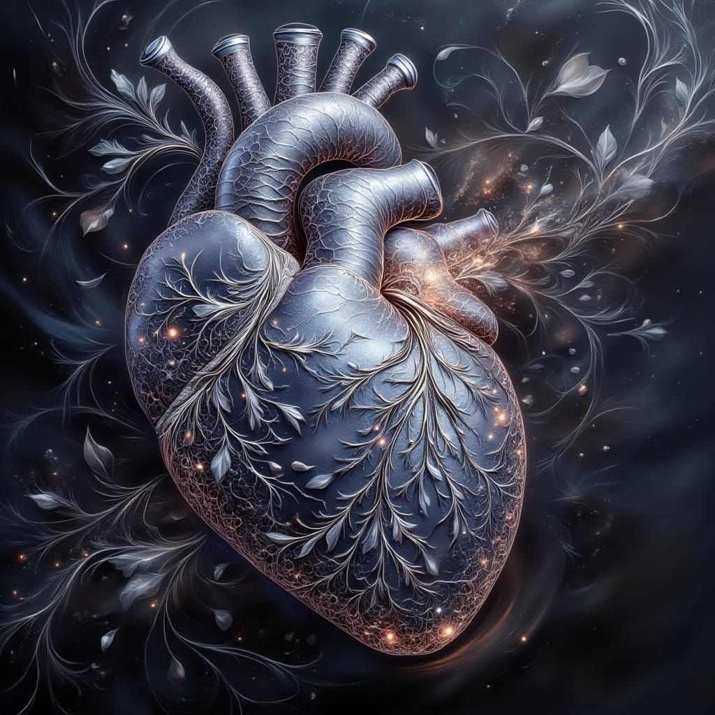 Biomechanical Heart Radiates Ethereal Energy in Cloisonne St...