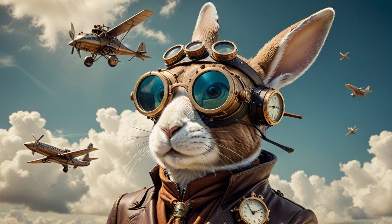 Steampunk Rabbit Soars Through the Skies in Dali-Inspired Fl...