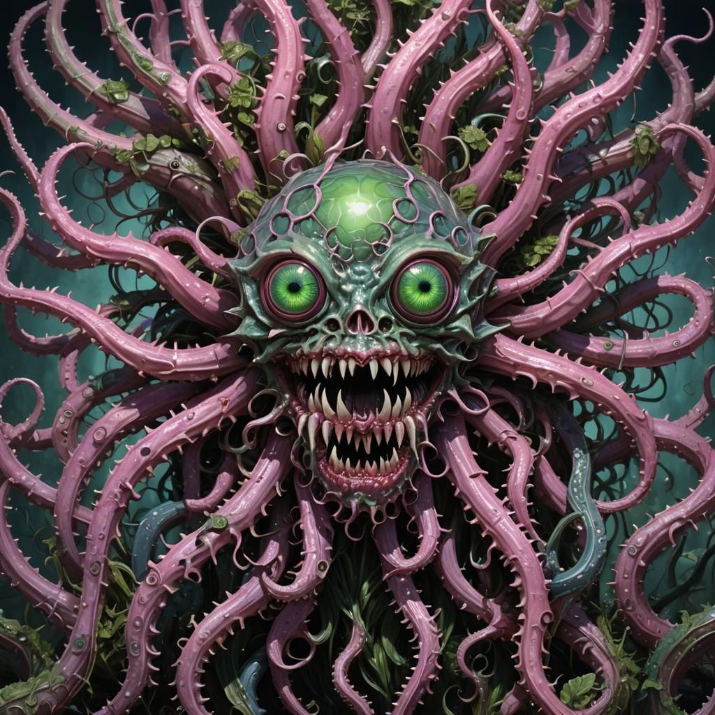 Metallic Pink Beholder in Matte Painting Style