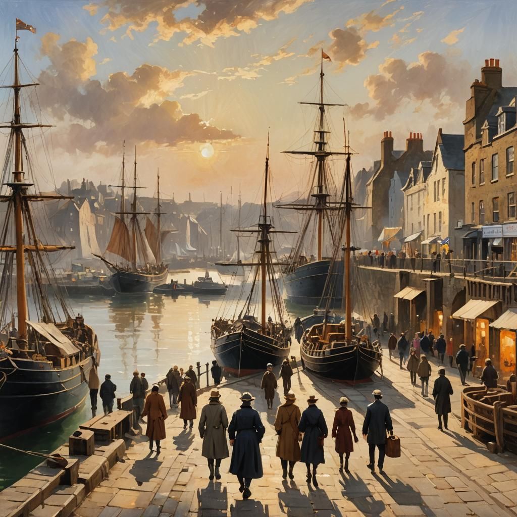 Dover Harbor in Impressionist Oil Painting Style