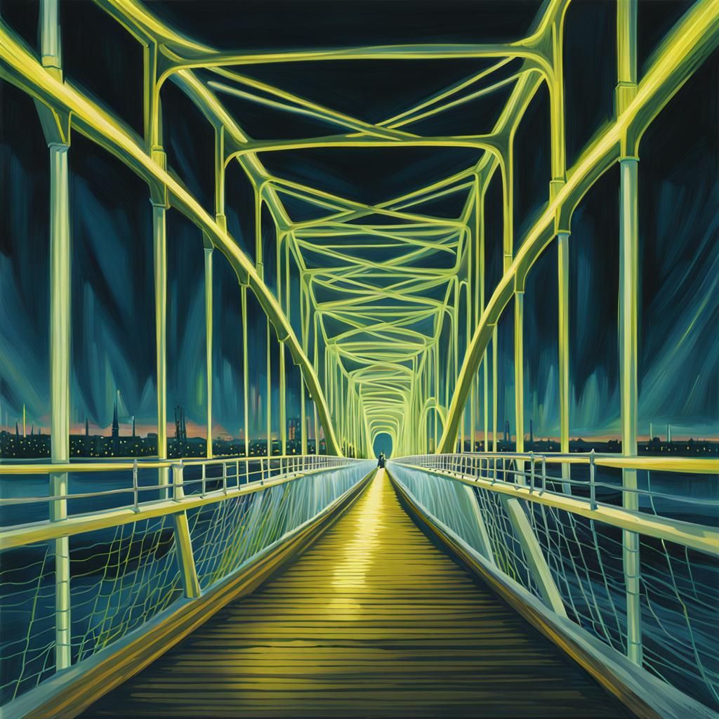 Glowing Bridge in the Dark, Science Fiction Style