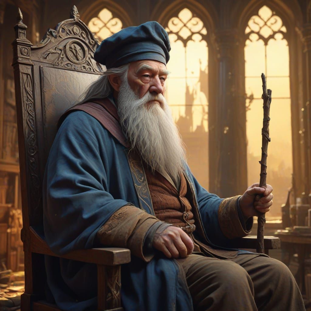 Sage Wizard Albus Dumbledore in Majestic Castle Study