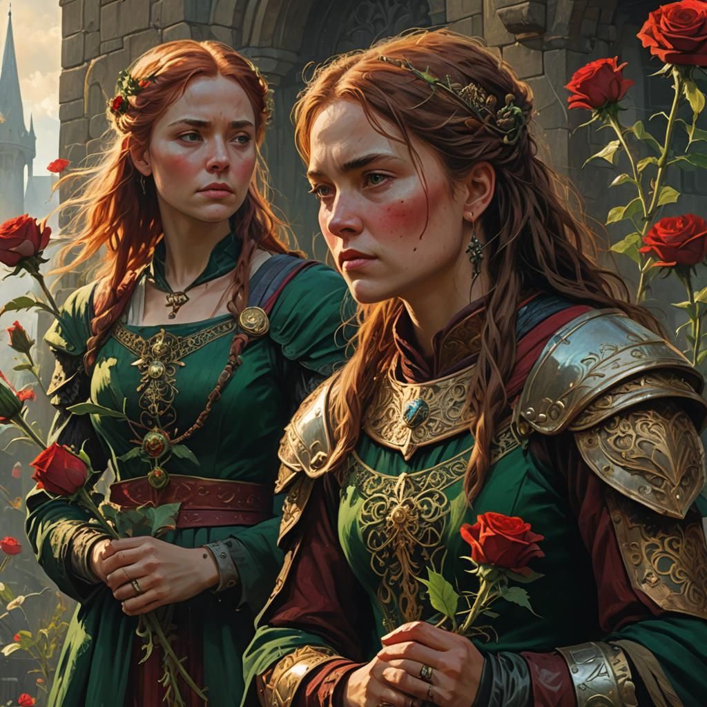 English Maiden and Scottish Warrior: Medieval Fantasy Art