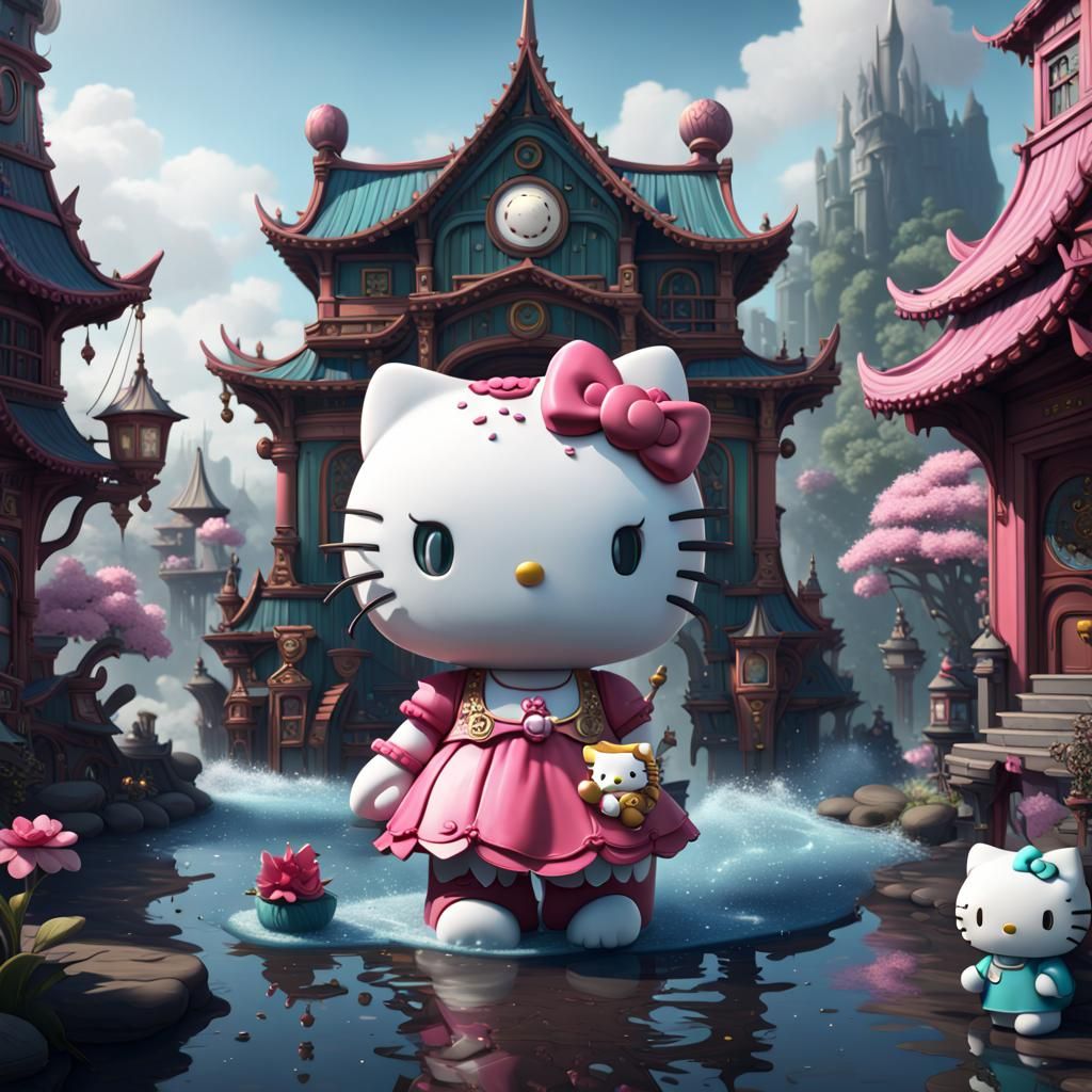 Hello Kitty and Tiny Chum in Detailed Painting