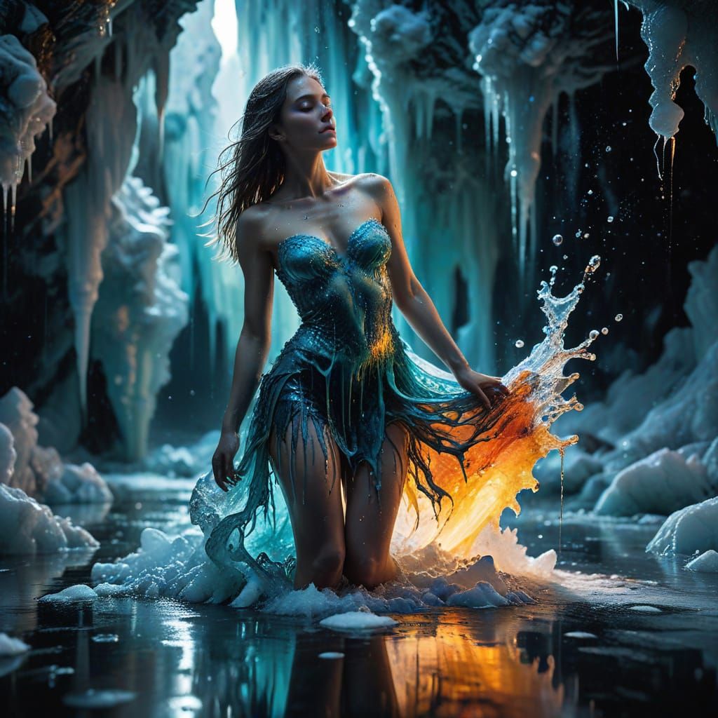 Ethereal Oil Paint Portrait of a Sensual Woman in Dissolving...