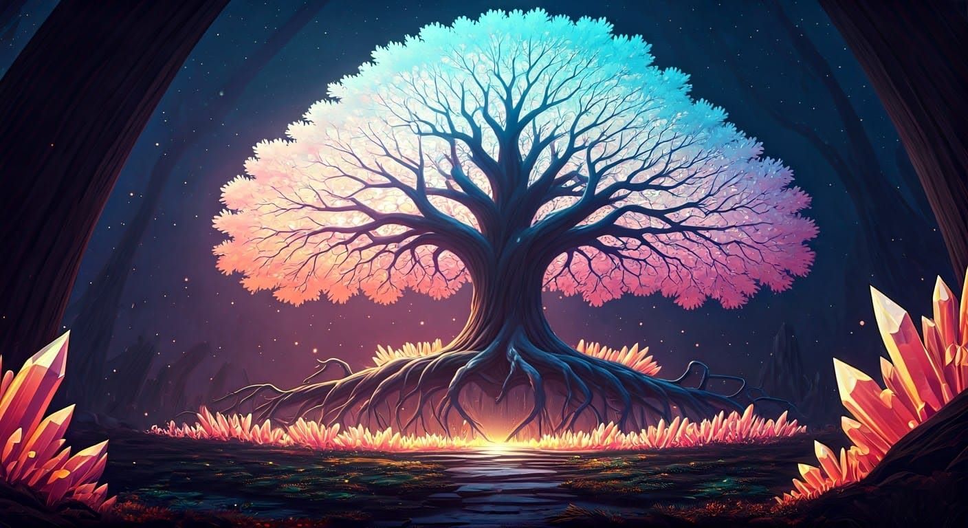 Magical iridescent mangrove tree