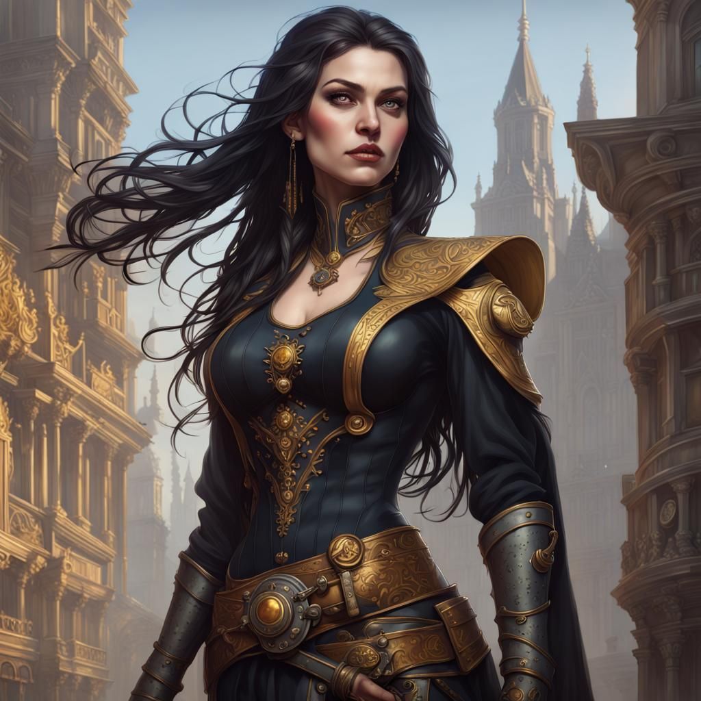 Beautiful Goth Artificer Character in Hyperrealistic Portrai...