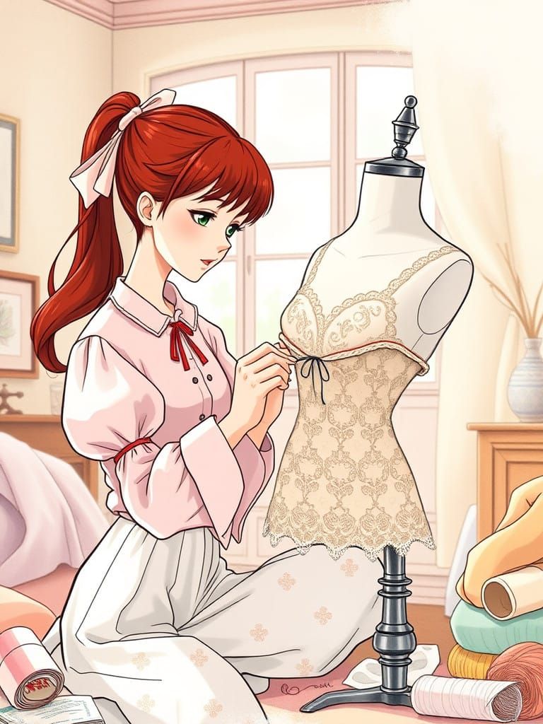 Cozy Japanese Sewist Mends a Delicate Lace Dress