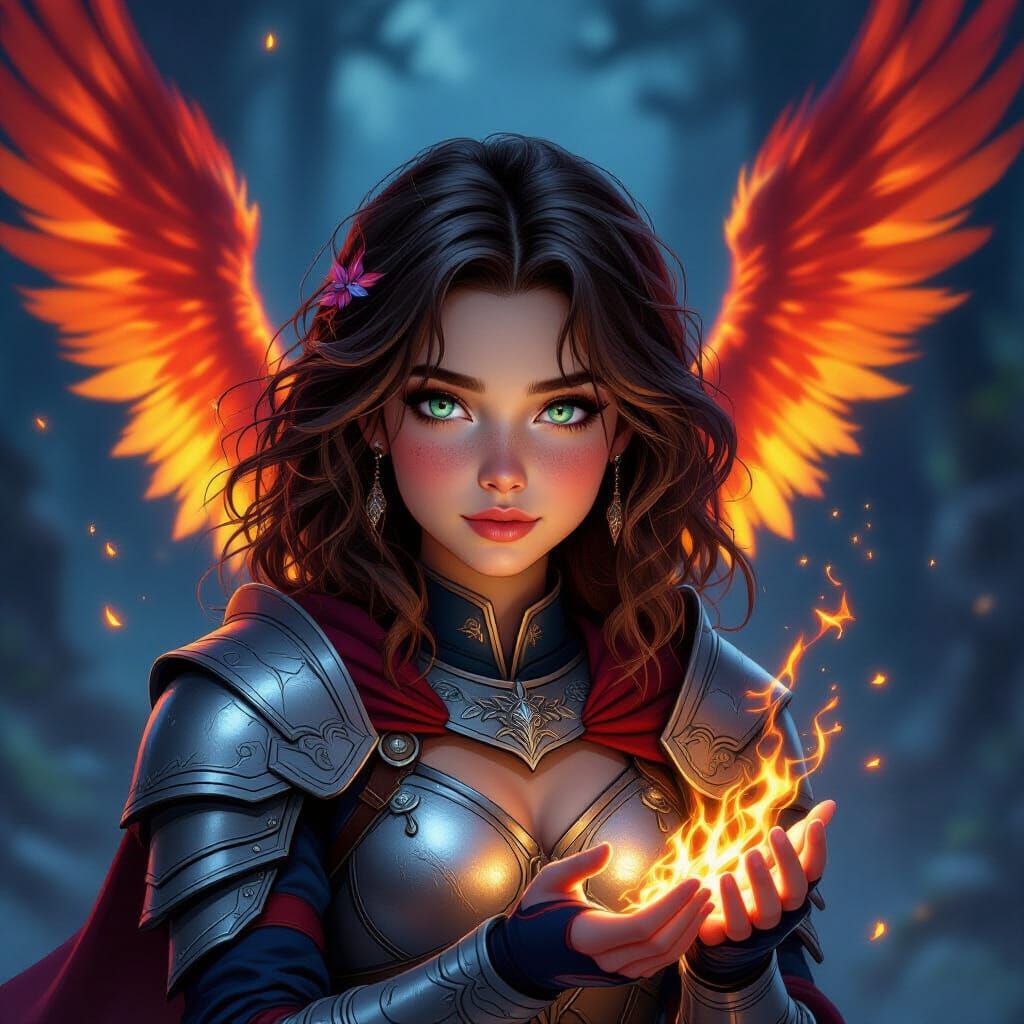 Fantasy Phoenix Warrior Girl Concept Art
