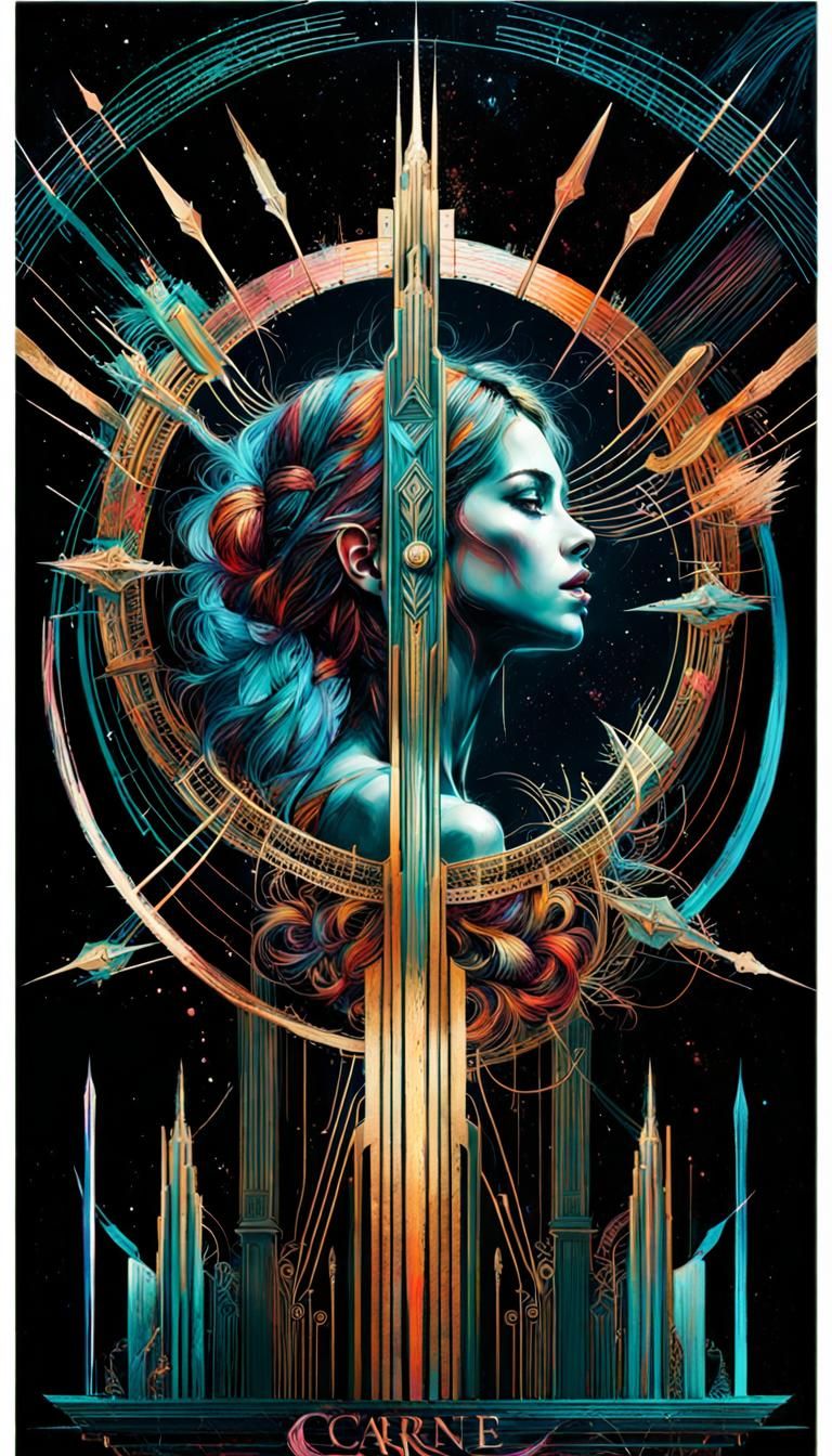 Empowerment in Art Deco Style with Contrasting Colors