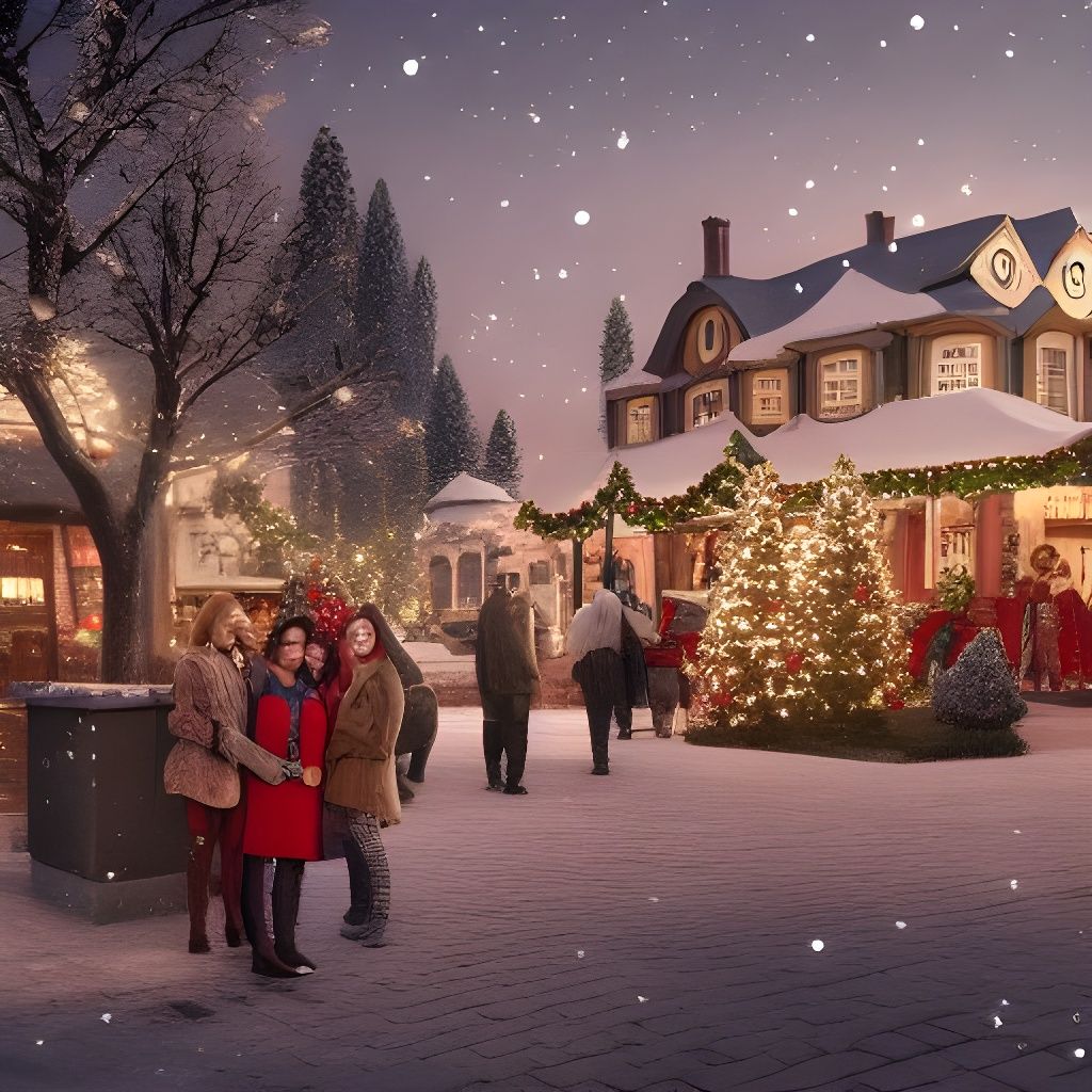 Christmas in a Quaint Town: Detailed Matte Painting