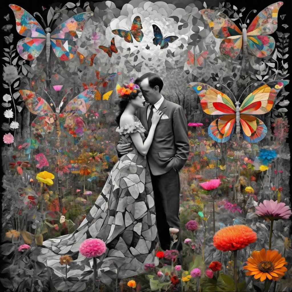 Enchanted Flower Dreamscape with Winged Fairy Couple