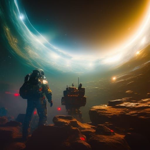 Astronaut Gazing at Starry Night in Sci-Fi Style