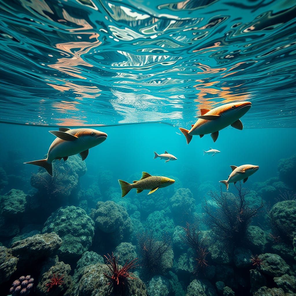 Surreal Water Realm Split Perspective in Deep Fantasy Art