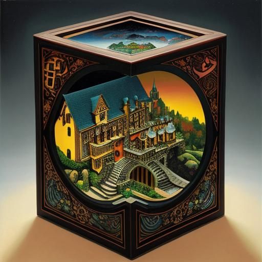 Fantastical Oil Painting Inspired by Interlocking Worlds