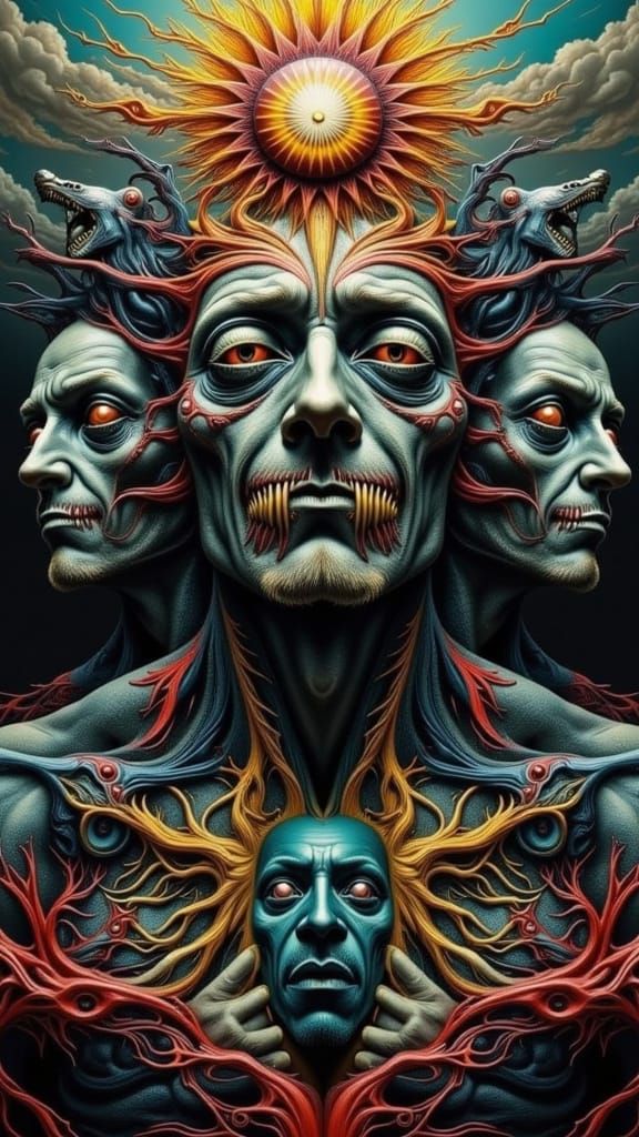 Fractal Faced Man Dreamscape in Surrealcore Style