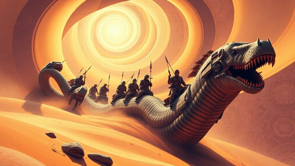 Fremen Warriors Ride Sandworms into Battle