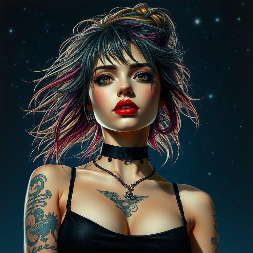 Cyberpunk Goddess in Midnight Splendor