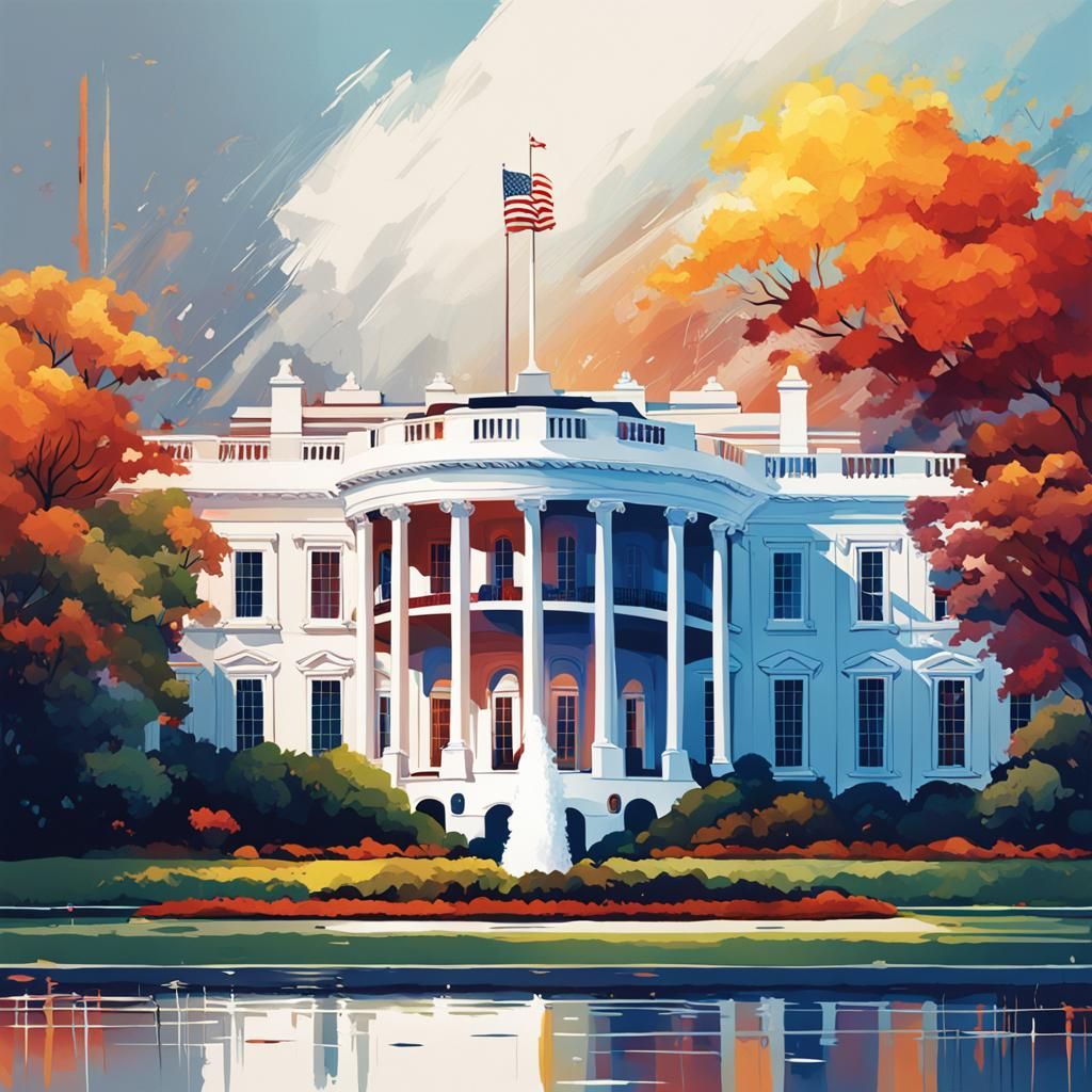 Hyperrealistic White House Splash Art