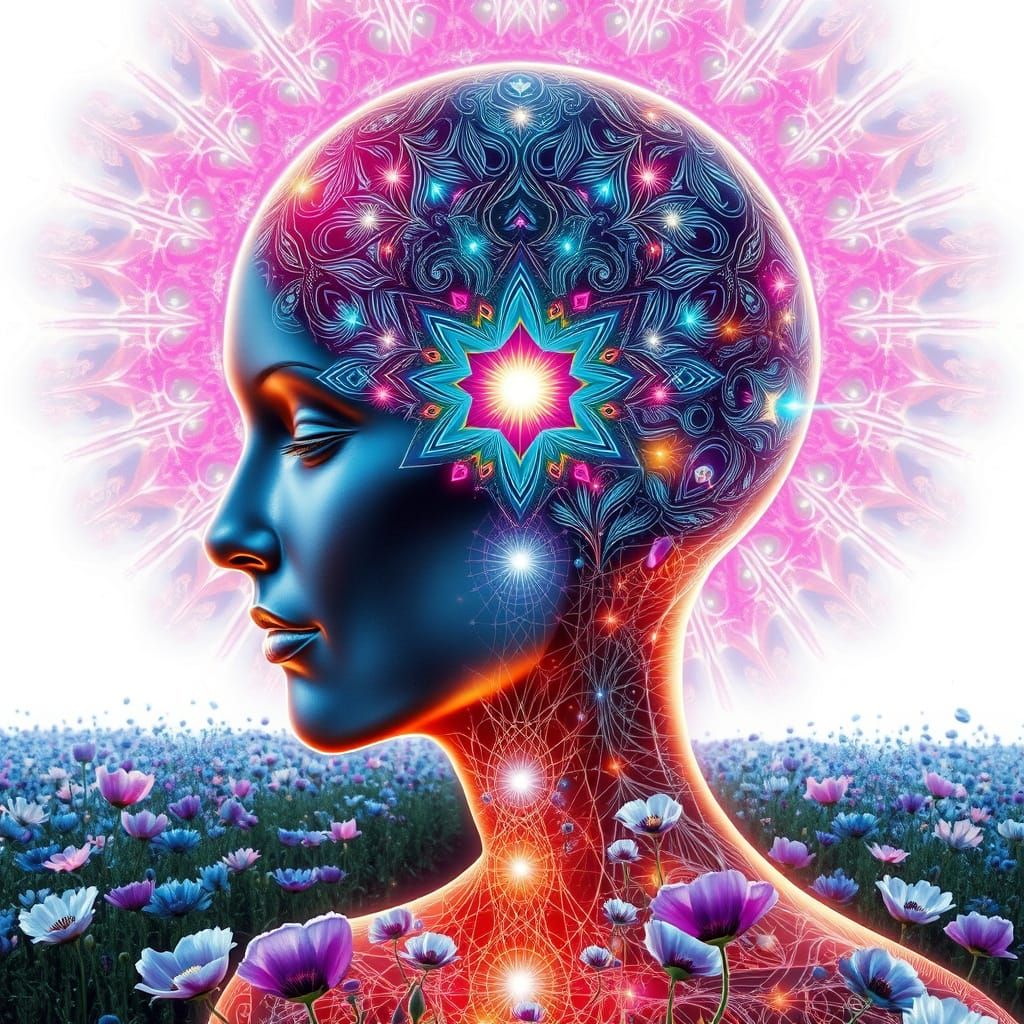 Ethereal Being Radiates Spiritual Energy in Dreamlike Hall