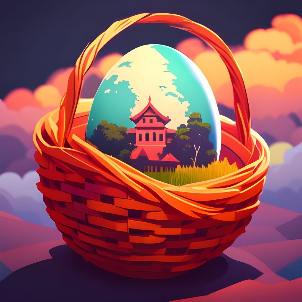 Easter Eggs in 80s Style Digital Art