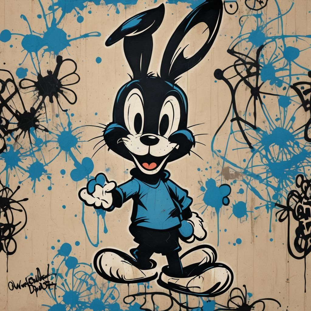 Oswald Rabbit Graffiti in Vintage Disney Style