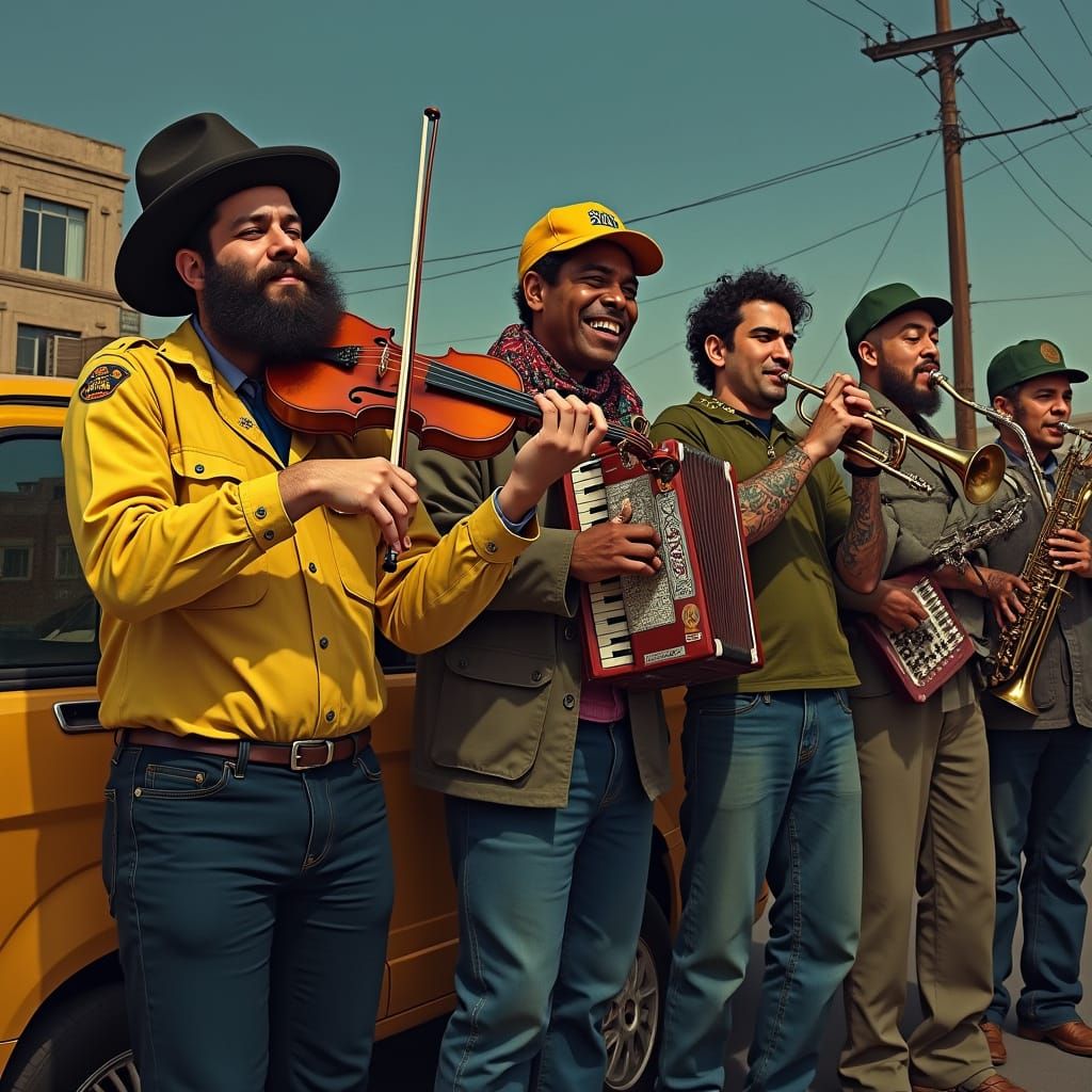Working-Class Klezmer Band Performs in Gritty Urban Setting